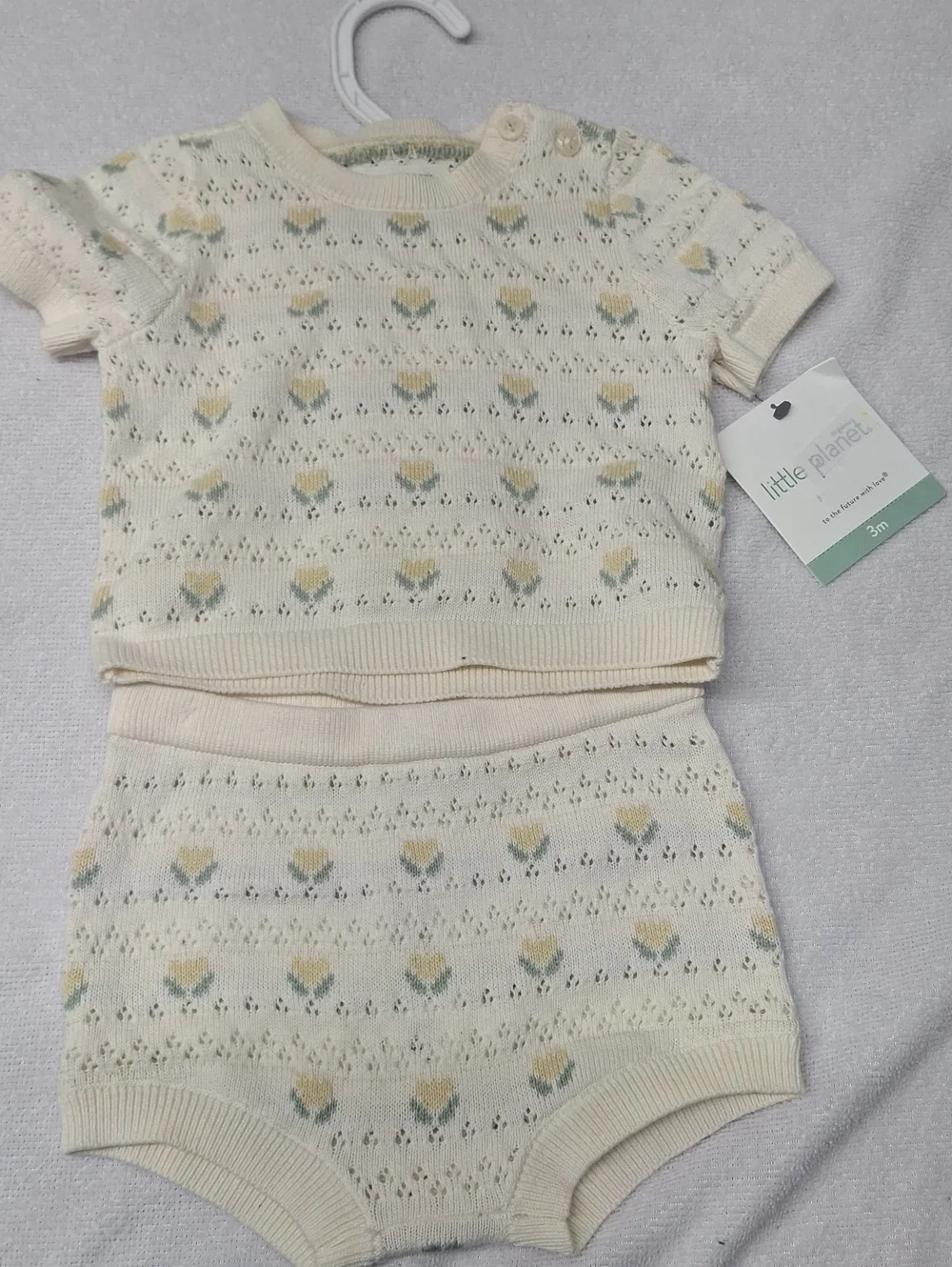 NWT Little Planet by Carter's Baby Girl Organic Cotton Floral Sweater Knit Set 3